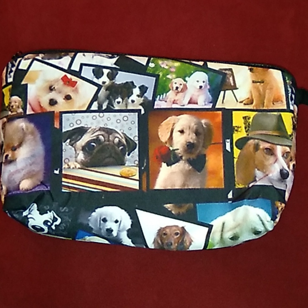 NEW-COSMETIC BAG- variety of dogs including a pug